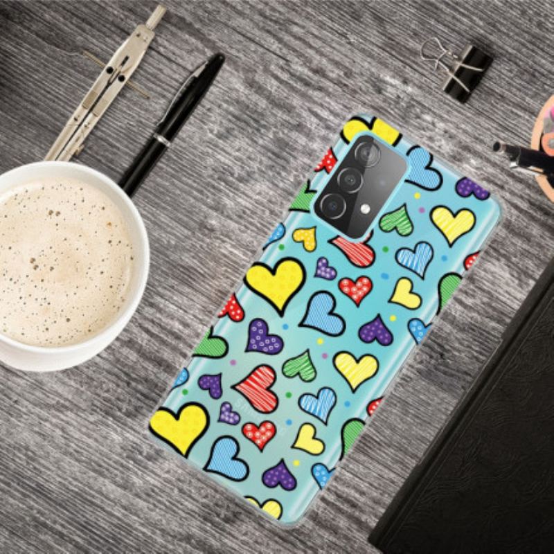 Capa Para Samsung Galaxy A32 5G Corações Multicoloridos