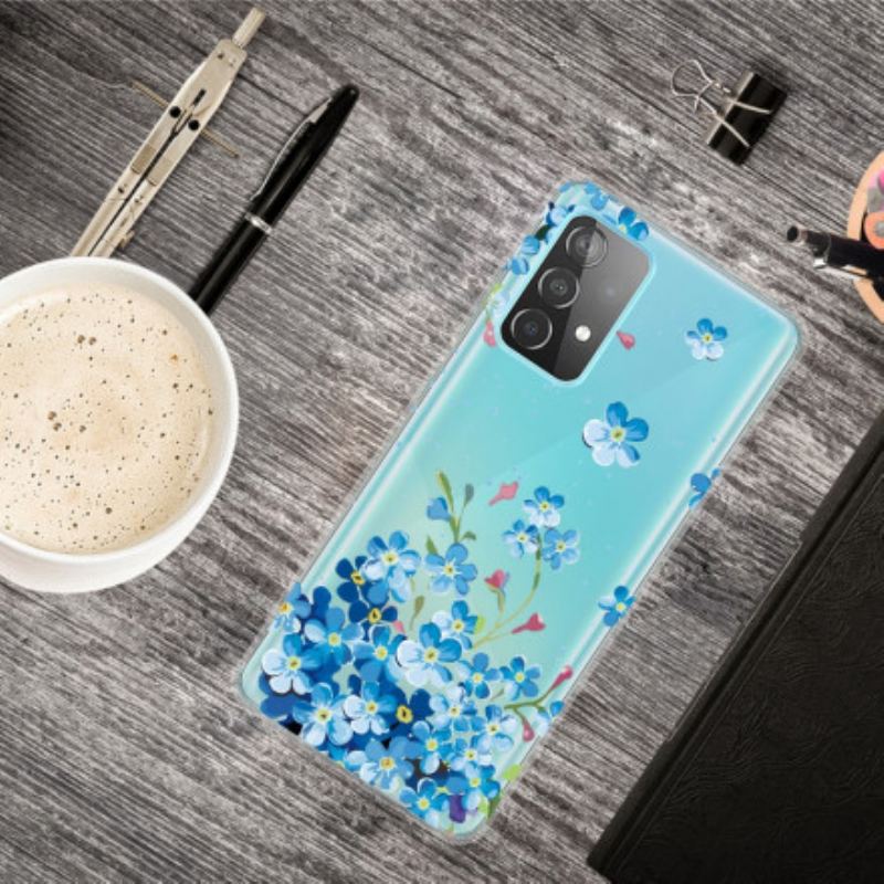 Capa Para Samsung Galaxy A32 5G Flores Azuis