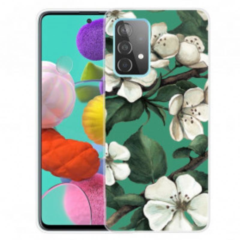 Capa Para Samsung Galaxy A32 5G Flores Brancas Pintadas