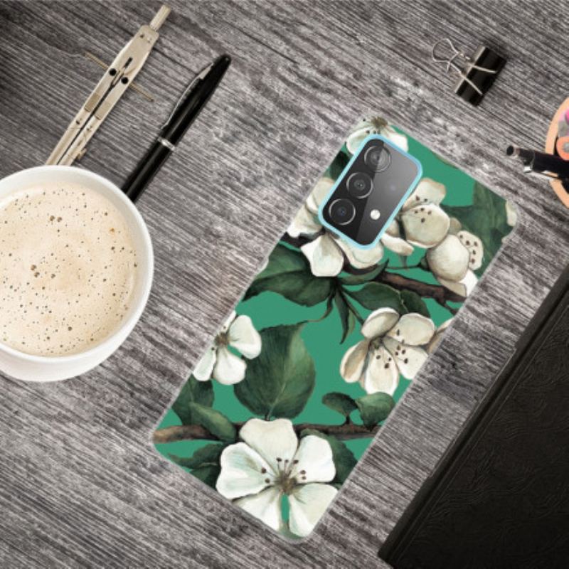 Capa Para Samsung Galaxy A32 5G Flores Brancas Pintadas