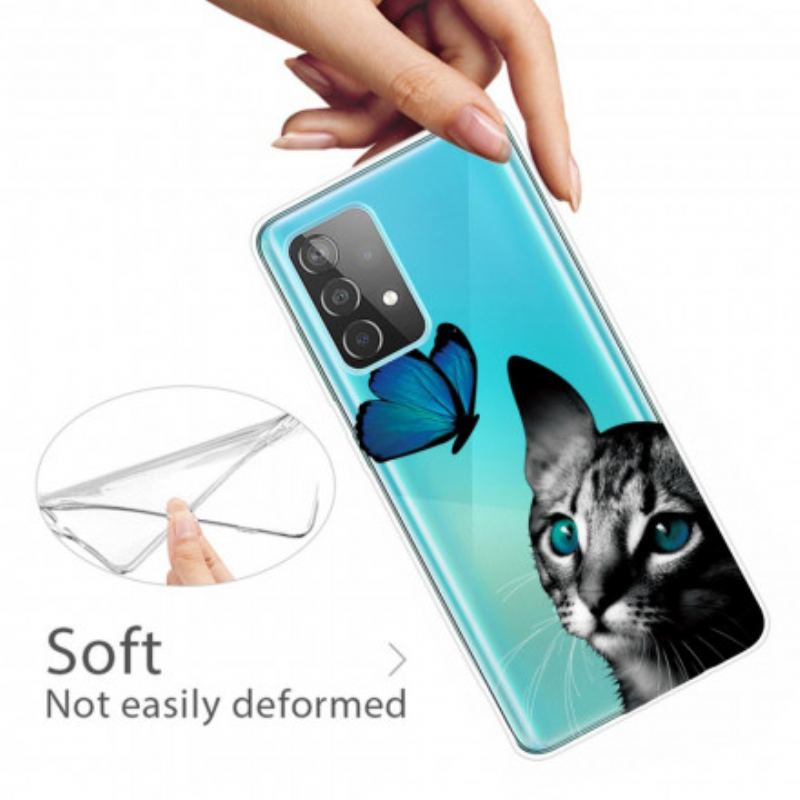 Capa Para Samsung Galaxy A32 5G Gato E Borboleta