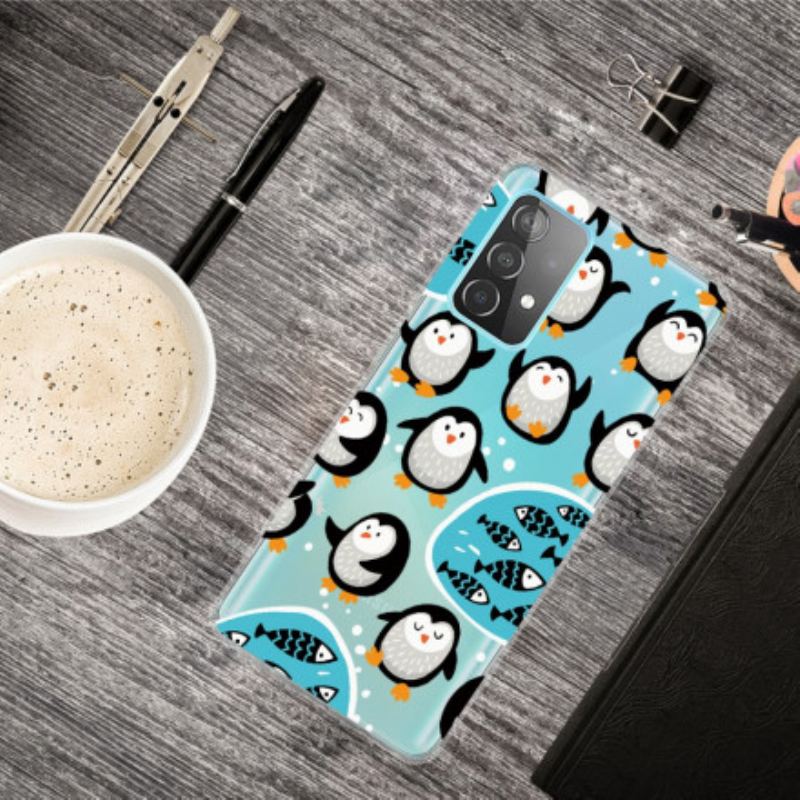 Capa Para Samsung Galaxy A32 5G Pinguins E Peixes