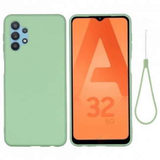 Capa Para Samsung Galaxy A32 5G Silicone Líquido Com Cordão