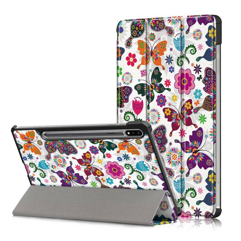 Capa De Celular Para Samsung Galaxy Tab S8 / Tab S7 Borboletas E Flores Aprimoradas