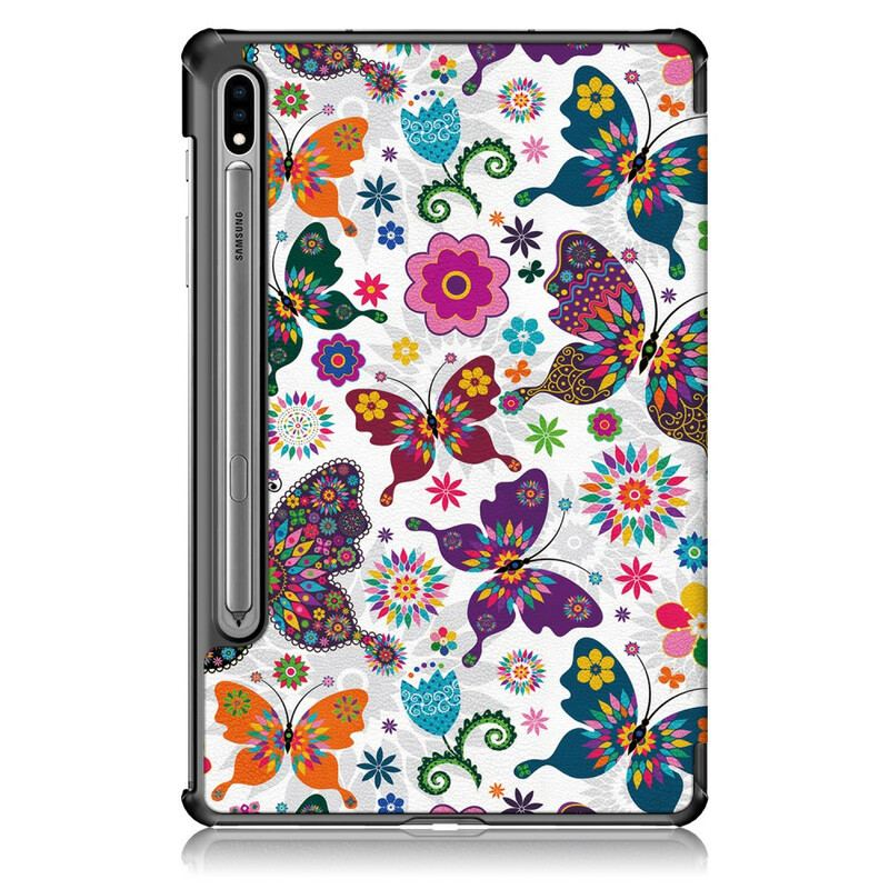 Capa De Celular Para Samsung Galaxy Tab S8 / Tab S7 Borboletas E Flores Aprimoradas