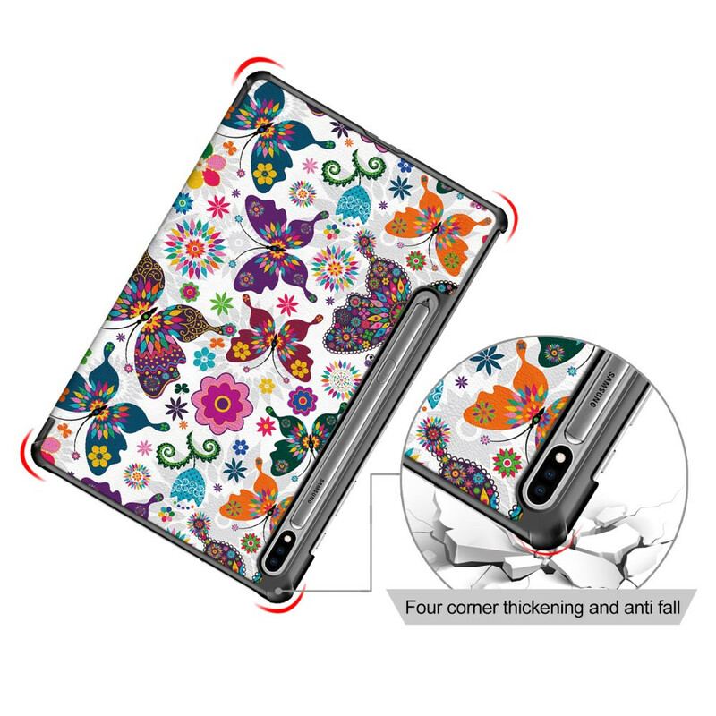 Capa De Celular Para Samsung Galaxy Tab S8 / Tab S7 Borboletas E Flores Aprimoradas