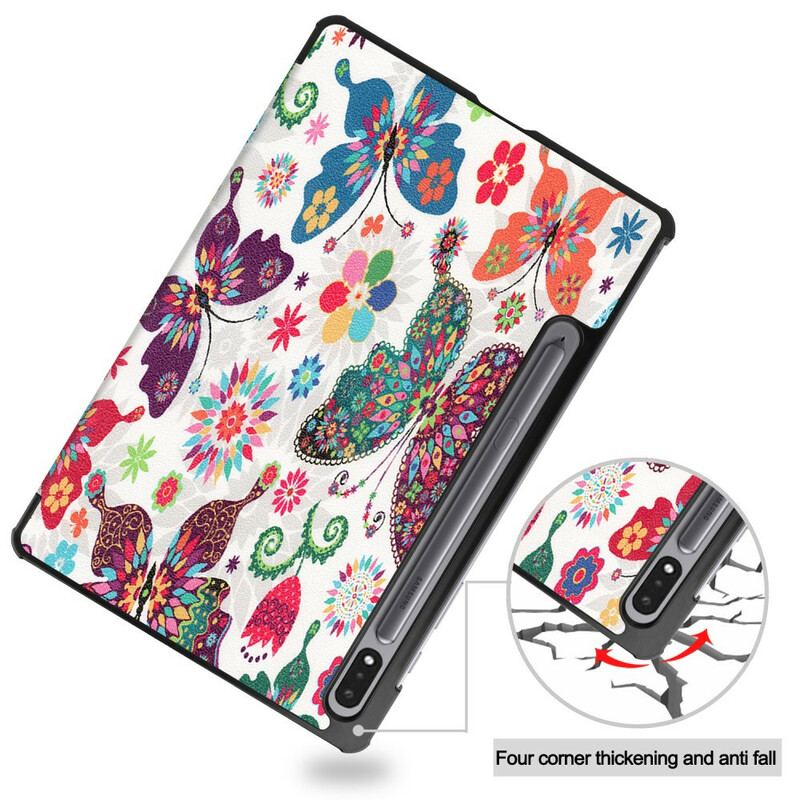 Capa De Celular Para Samsung Galaxy Tab S8 / Tab S7 Porta Caneta Flor Vintage