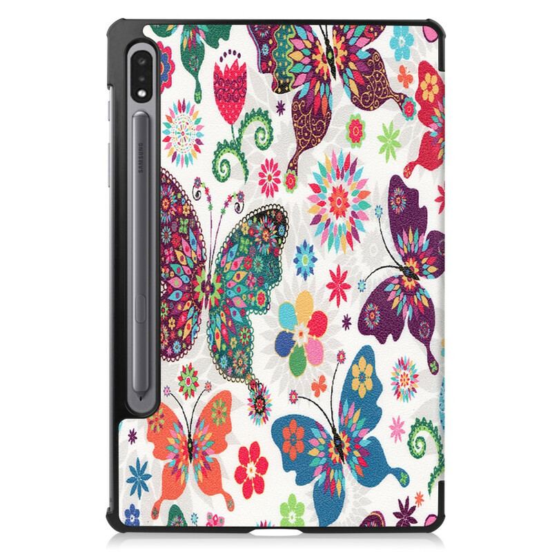 Capa De Celular Para Samsung Galaxy Tab S8 / Tab S7 Porta Caneta Flor Vintage