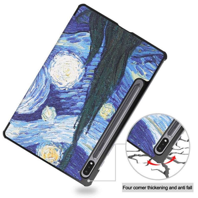 Capa De Celular Para Samsung Galaxy Tab S8 / Tab S7 Porta Caneta Noite Estrelada