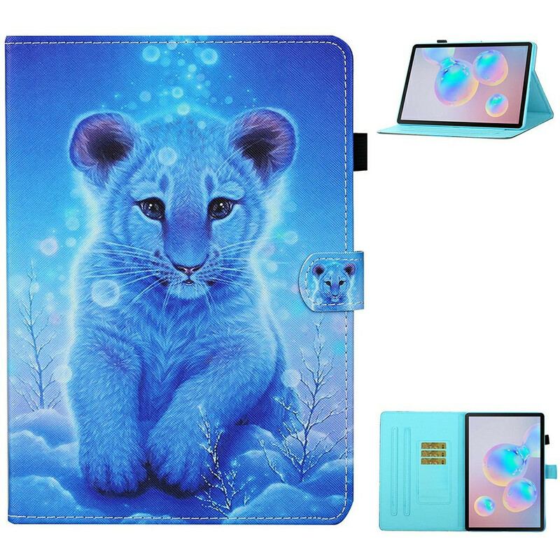 Capa De Couro Para Samsung Galaxy Tab S8 / Tab S7 Bebê Tigre