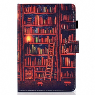 Capa De Couro Para Samsung Galaxy Tab S8 / Tab S7 Biblioteca