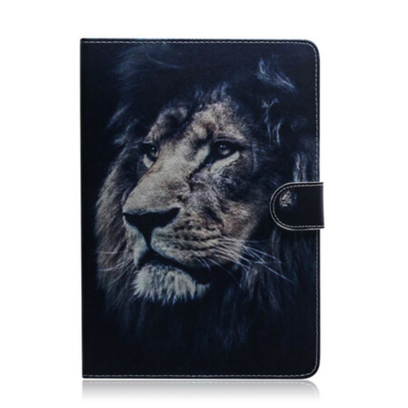 Capa De Couro Para Samsung Galaxy Tab S8 / Tab S7 Cabeça De Leão