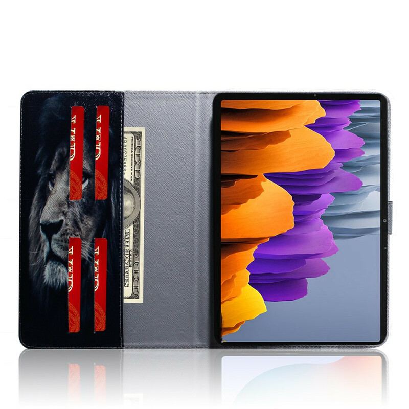 Capa De Couro Para Samsung Galaxy Tab S8 / Tab S7 Cabeça De Leão