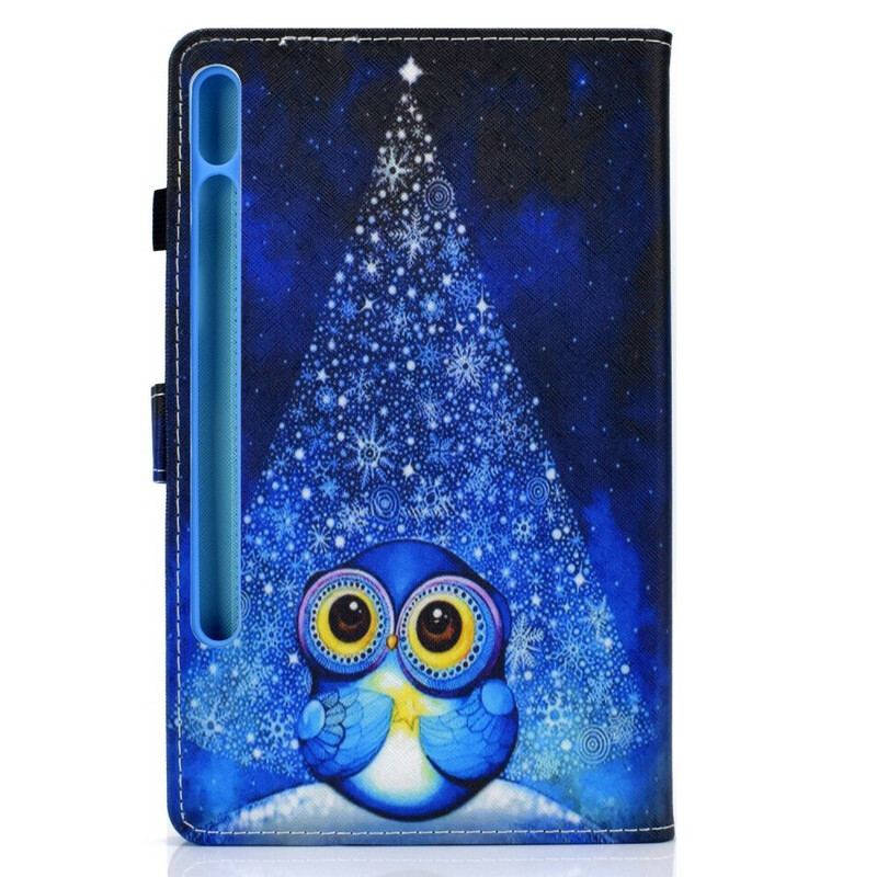 Capa De Couro Para Samsung Galaxy Tab S8 / Tab S7 Coruja