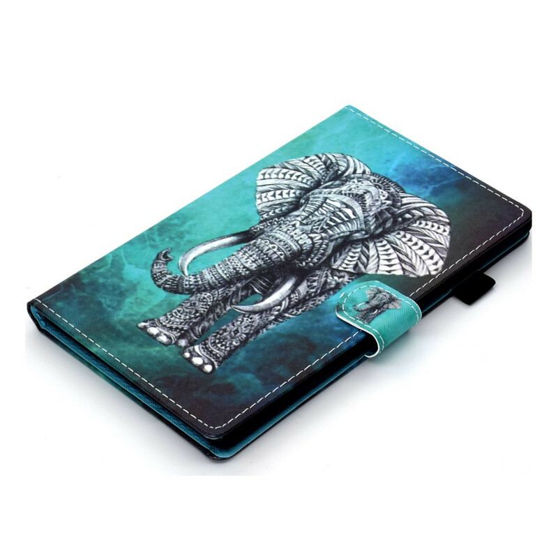 Capa De Couro Para Samsung Galaxy Tab S8 / Tab S7 Elefante Tribal