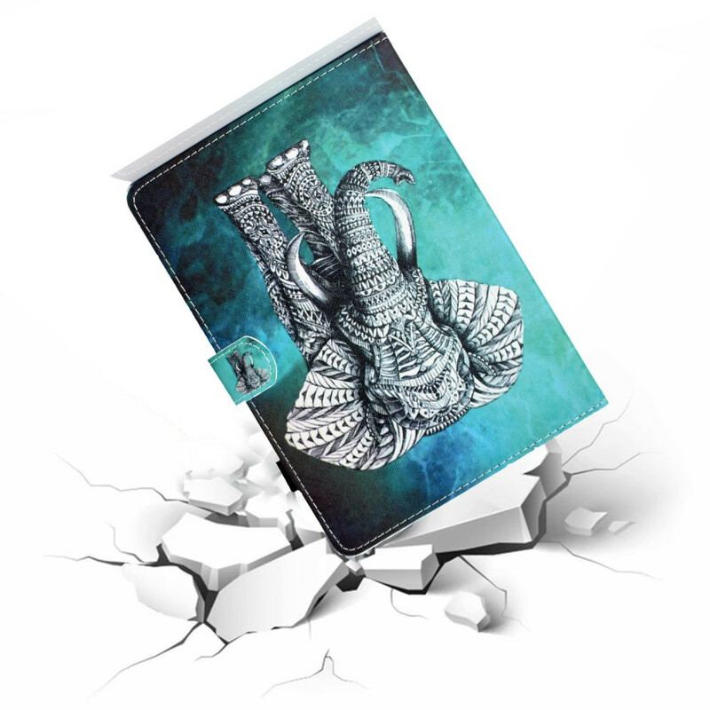 Capa De Couro Para Samsung Galaxy Tab S8 / Tab S7 Elefante Tribal