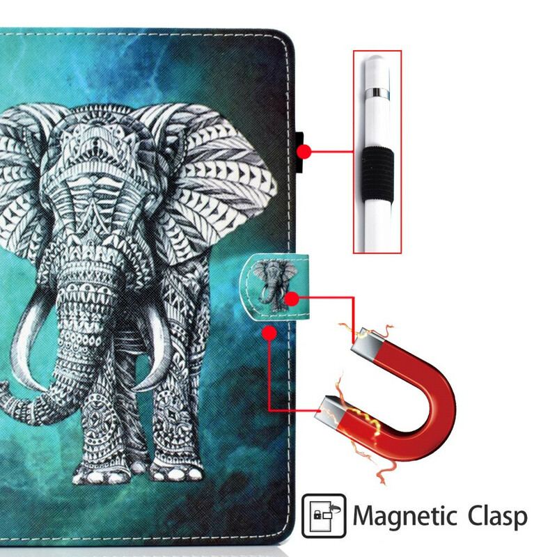 Capa De Couro Para Samsung Galaxy Tab S8 / Tab S7 Elefante Tribal