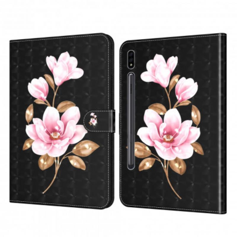 Capa De Couro Para Samsung Galaxy Tab S8 / Tab S7 Flores De Árvore De Couro Falso