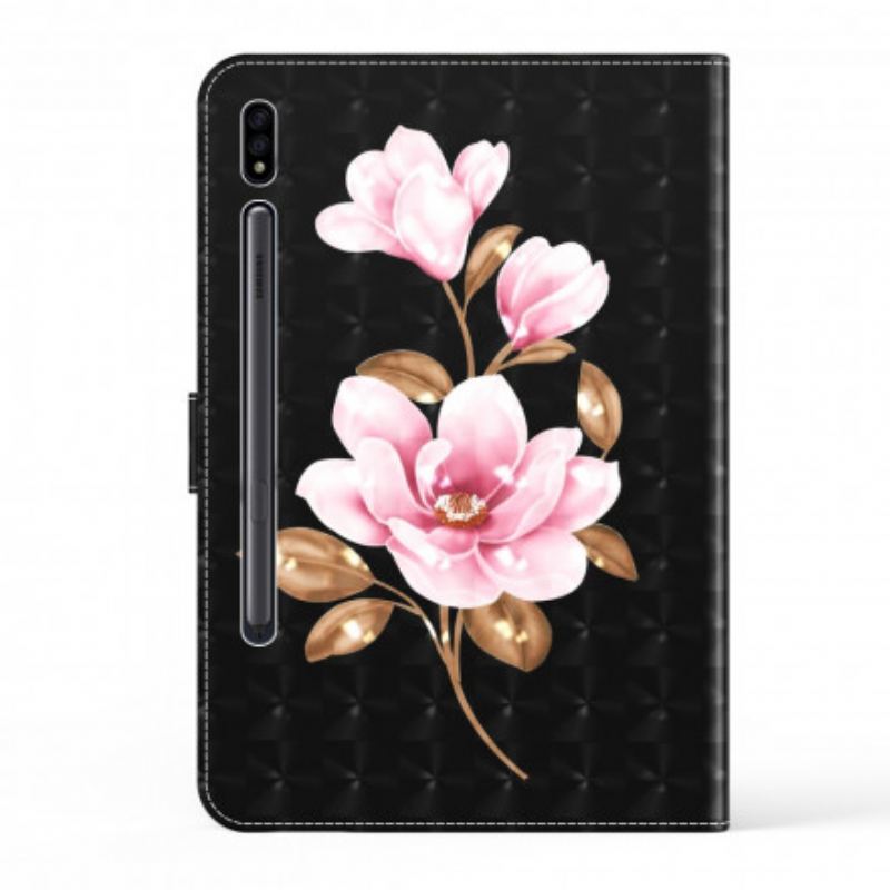 Capa De Couro Para Samsung Galaxy Tab S8 / Tab S7 Flores De Árvore De Couro Falso