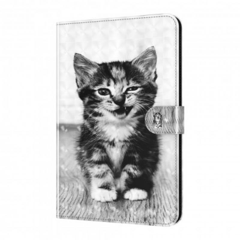 Capa De Couro Para Samsung Galaxy Tab S8 / Tab S7 Gatinho De Couro Falso