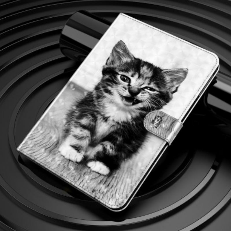 Capa De Couro Para Samsung Galaxy Tab S8 / Tab S7 Gatinho De Couro Falso