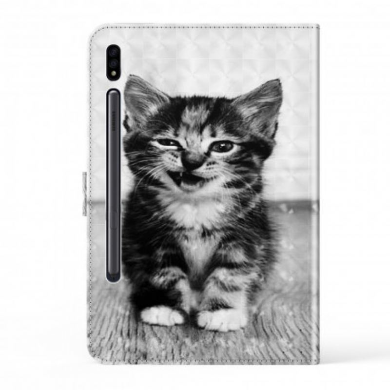 Capa De Couro Para Samsung Galaxy Tab S8 / Tab S7 Gatinho De Couro Falso