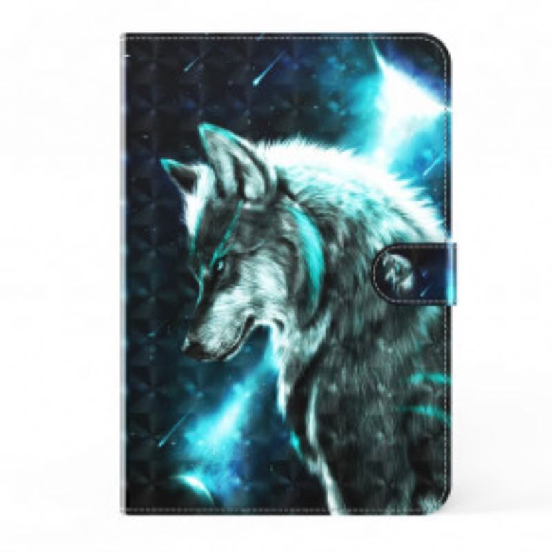 Capa De Couro Para Samsung Galaxy Tab S8 / Tab S7 Lobo De Couro Falso