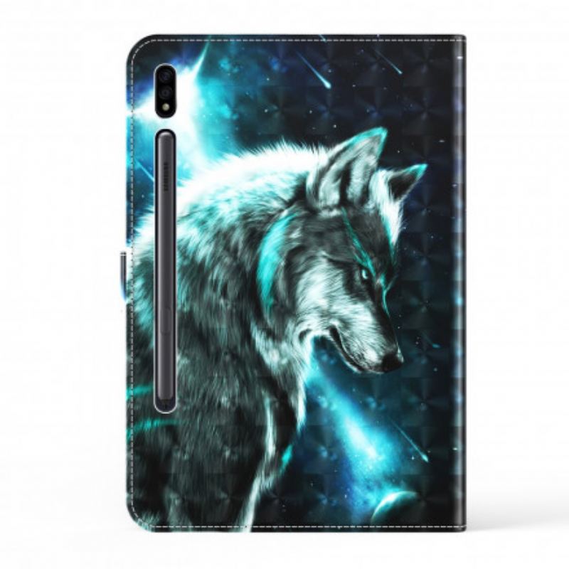 Capa De Couro Para Samsung Galaxy Tab S8 / Tab S7 Lobo De Couro Falso