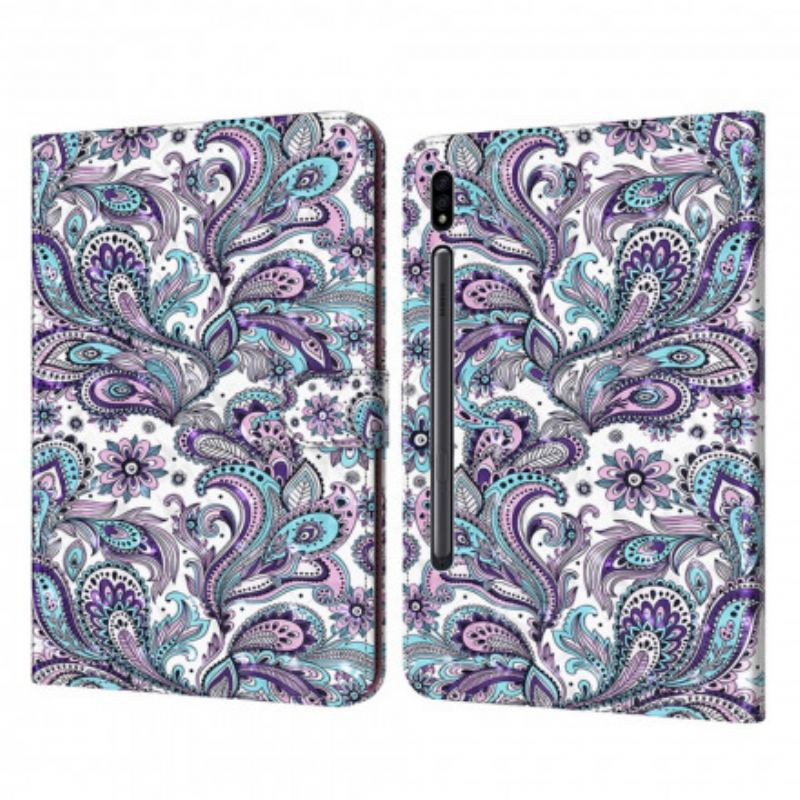 Capa De Couro Para Samsung Galaxy Tab S8 / Tab S7 Padrão Paisley De Couro Sintético