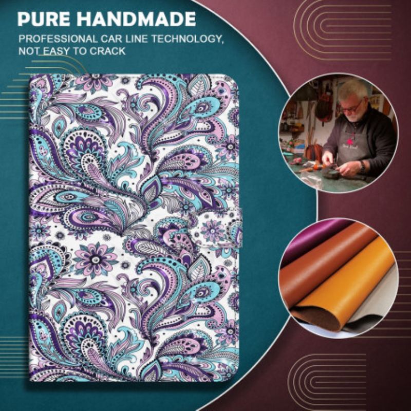 Capa De Couro Para Samsung Galaxy Tab S8 / Tab S7 Padrão Paisley De Couro Sintético