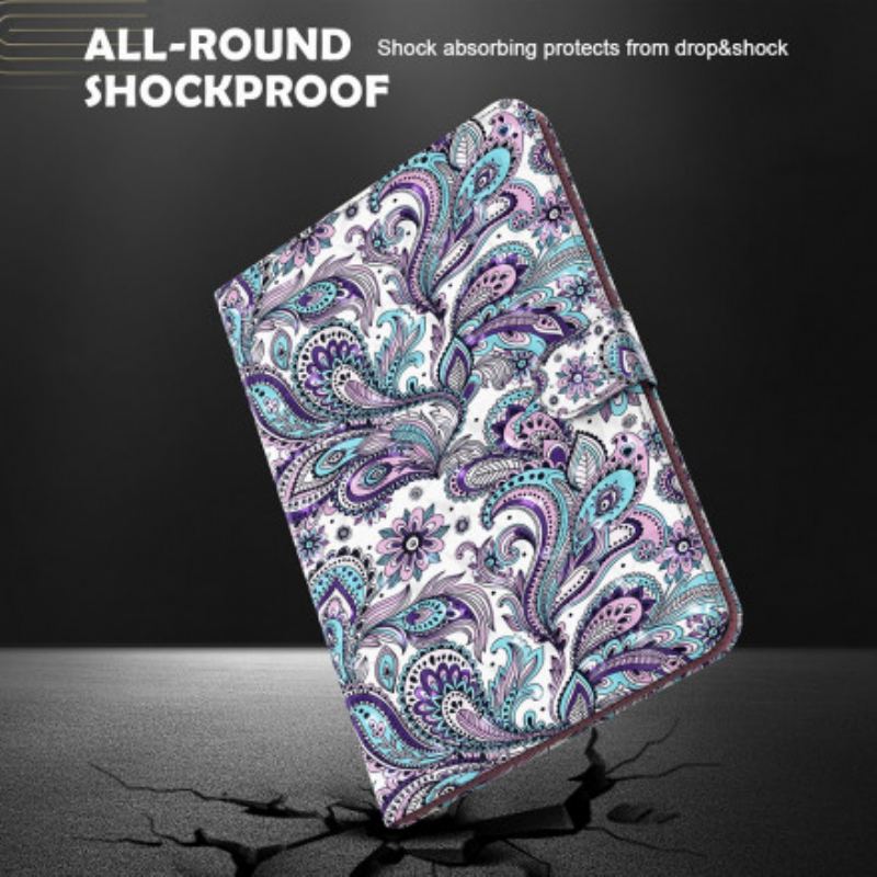 Capa De Couro Para Samsung Galaxy Tab S8 / Tab S7 Padrão Paisley De Couro Sintético