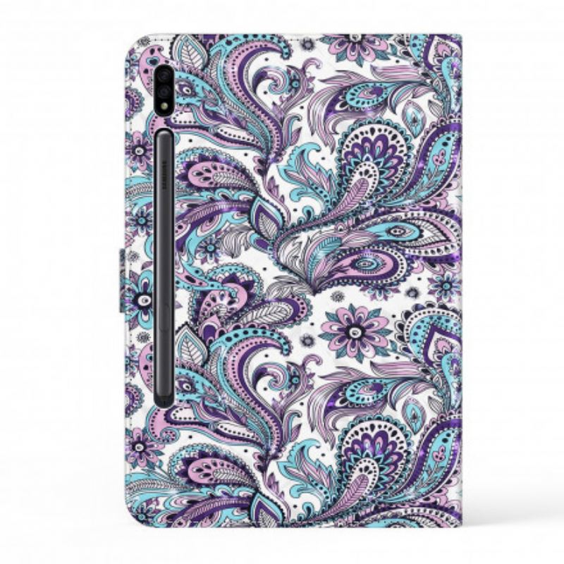 Capa De Couro Para Samsung Galaxy Tab S8 / Tab S7 Padrão Paisley De Couro Sintético