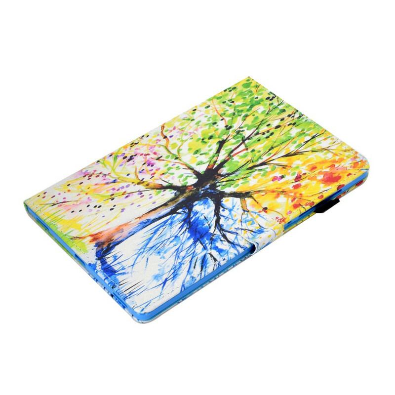 Capa Em Pele Para Samsung Galaxy Tab S8 / Tab S7 Aquarela Árvore