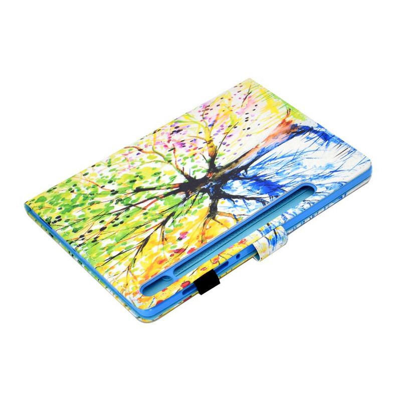 Capa Em Pele Para Samsung Galaxy Tab S8 / Tab S7 Aquarela Árvore