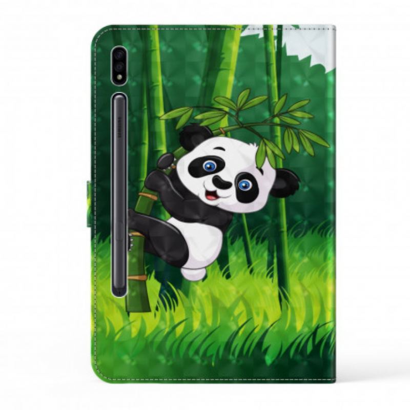 Capa Em Pele Para Samsung Galaxy Tab S8 / Tab S7 Panda De Couro Sintético