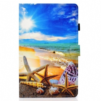 Capa Em Pele Para Samsung Galaxy Tab S8 / Tab S7 Praia Divertida