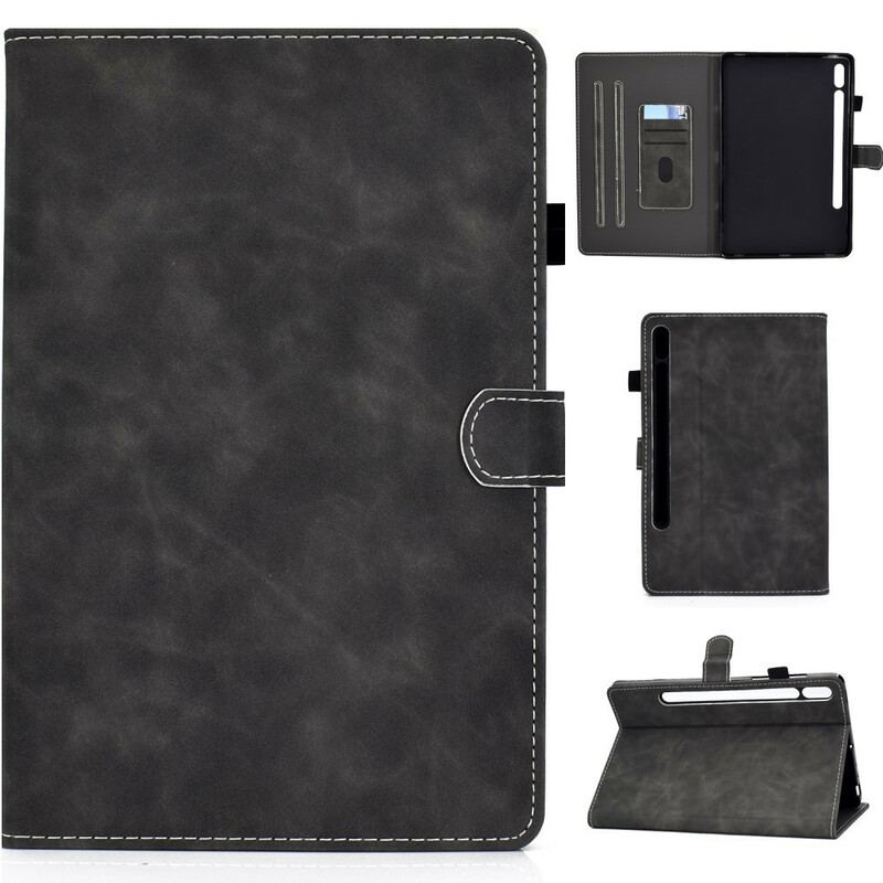 Capa Flip Para Samsung Galaxy Tab S8 / Tab S7 Efeito Couro Design Vintage