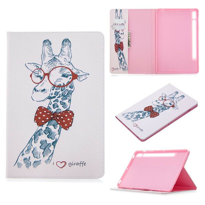 Capa Flip Para Samsung Galaxy Tab S8 / Tab S7 Estampa De Girafa