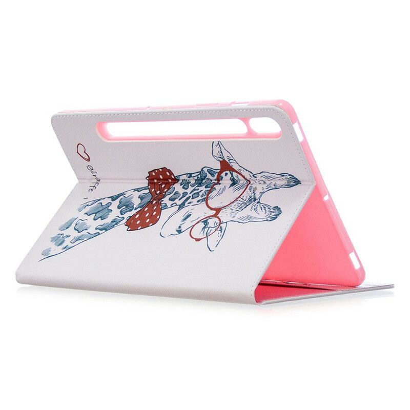 Capa Flip Para Samsung Galaxy Tab S8 / Tab S7 Estampa De Girafa