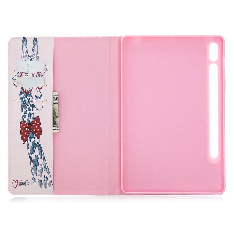 Capa Flip Para Samsung Galaxy Tab S8 / Tab S7 Estampa De Girafa