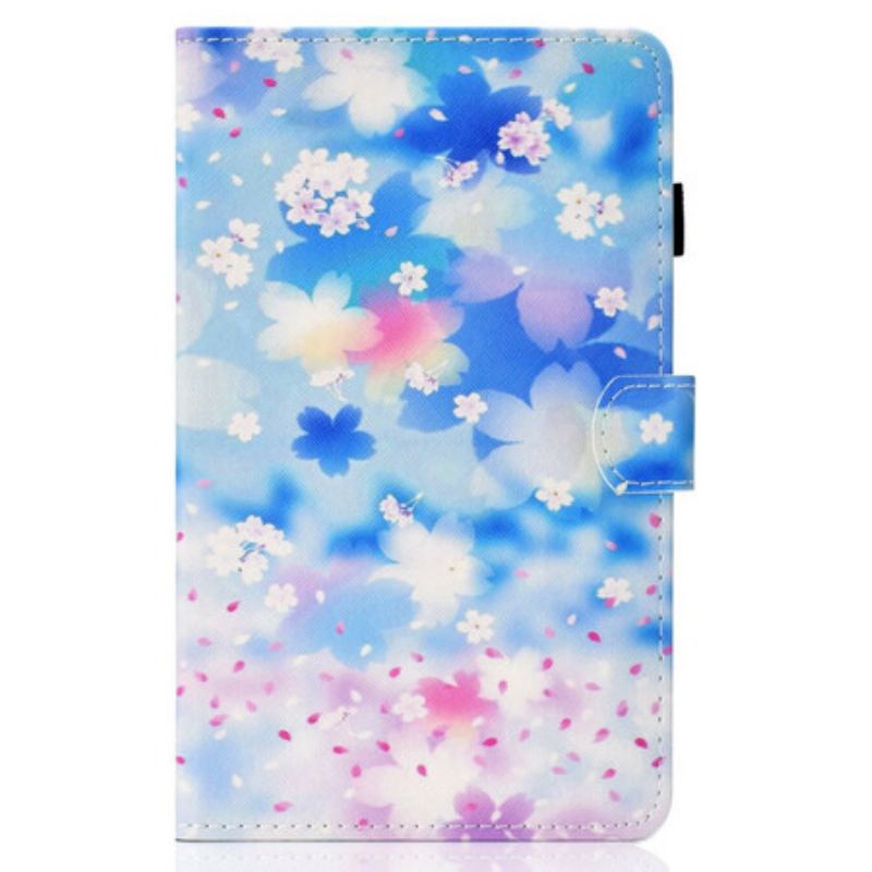 Capa Flip Para Samsung Galaxy Tab S8 / Tab S7 Flores Em Aquarela