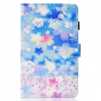 Capa Flip Para Samsung Galaxy Tab S8 / Tab S7 Flores Em Aquarela