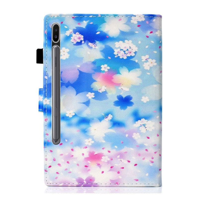 Capa Flip Para Samsung Galaxy Tab S8 / Tab S7 Flores Em Aquarela