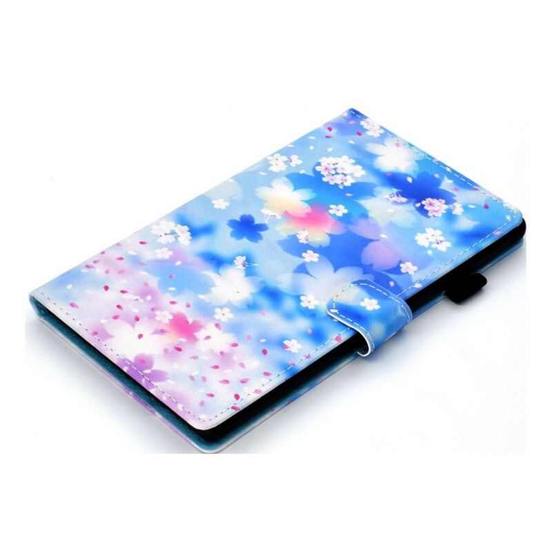 Capa Flip Para Samsung Galaxy Tab S8 / Tab S7 Flores Em Aquarela