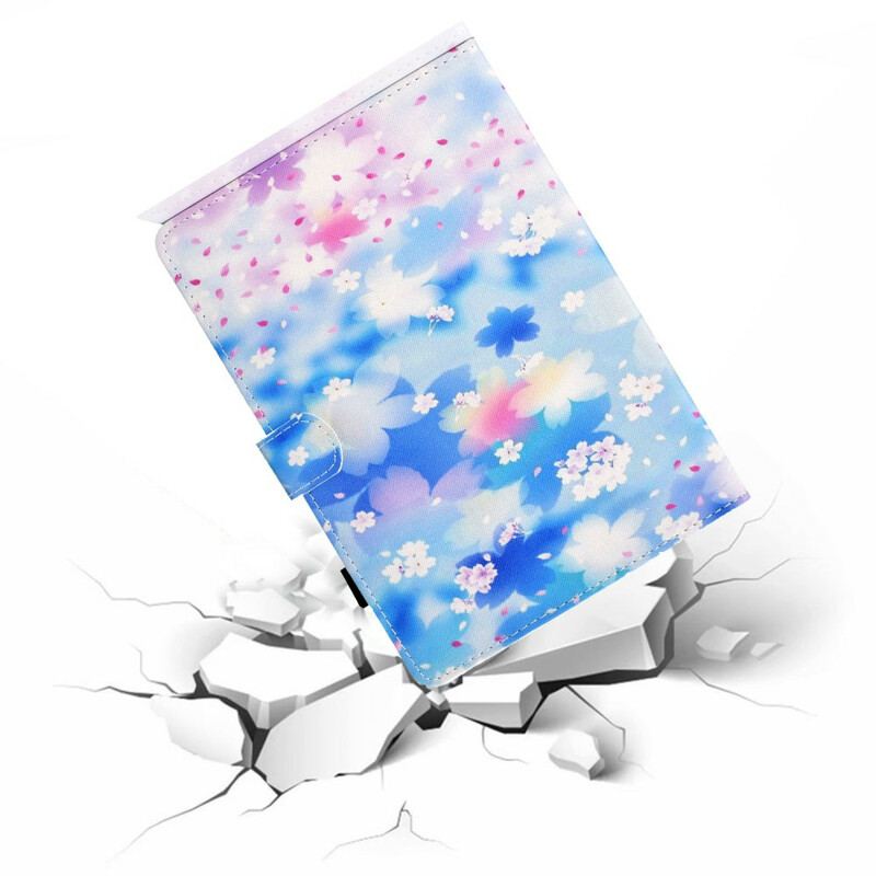 Capa Flip Para Samsung Galaxy Tab S8 / Tab S7 Flores Em Aquarela