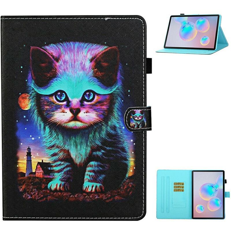 Capa Flip Para Samsung Galaxy Tab S8 / Tab S7 Gato Elétrico