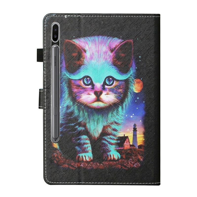 Capa Flip Para Samsung Galaxy Tab S8 / Tab S7 Gato Elétrico