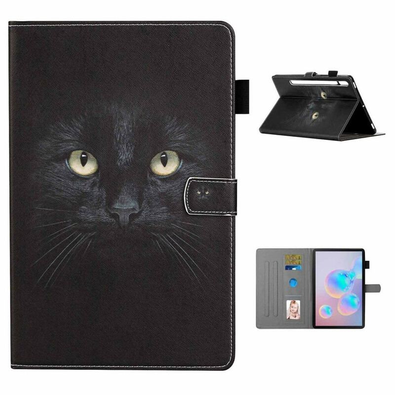 Capa Flip Para Samsung Galaxy Tab S8 / Tab S7 Gato Preto