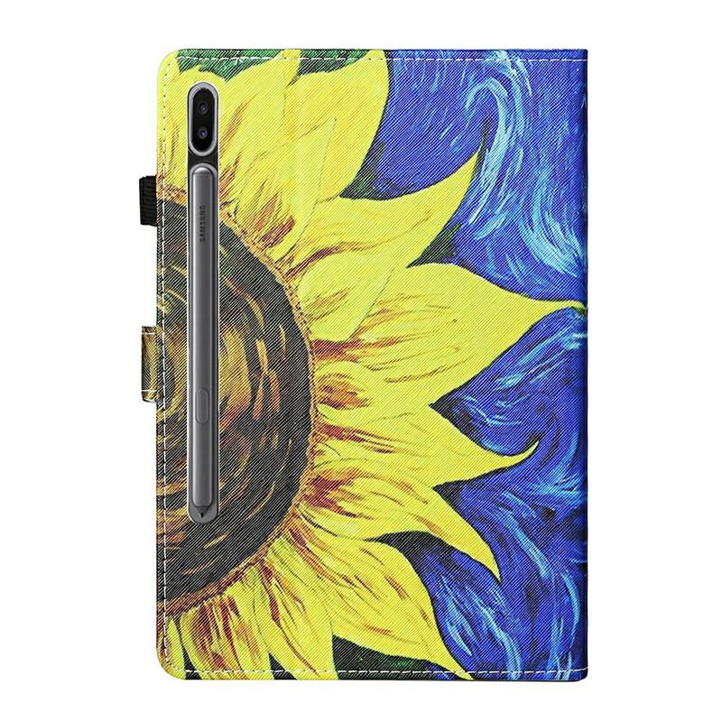 Capa Flip Para Samsung Galaxy Tab S8 / Tab S7 Girassol Pintado