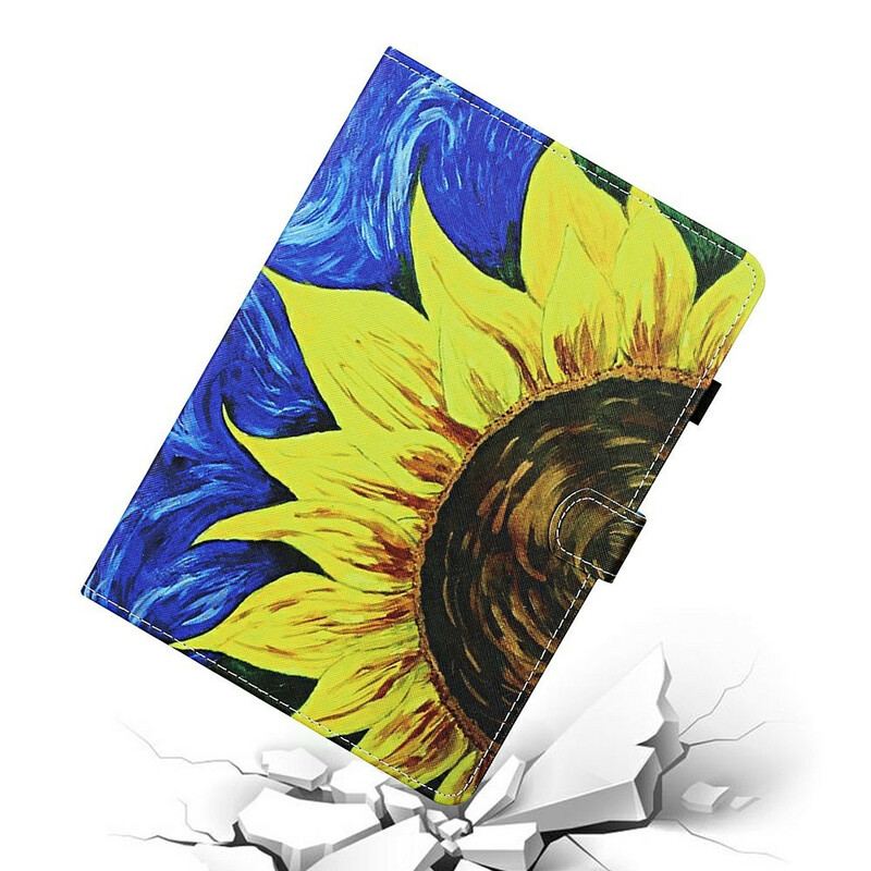 Capa Flip Para Samsung Galaxy Tab S8 / Tab S7 Girassol Pintado